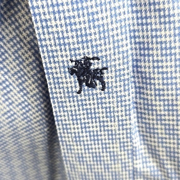 Hart Schaffner Marx Blue Check Dress Shirt 17.5-35 Pima Cotton Non-Iron - Picture 5 of 7